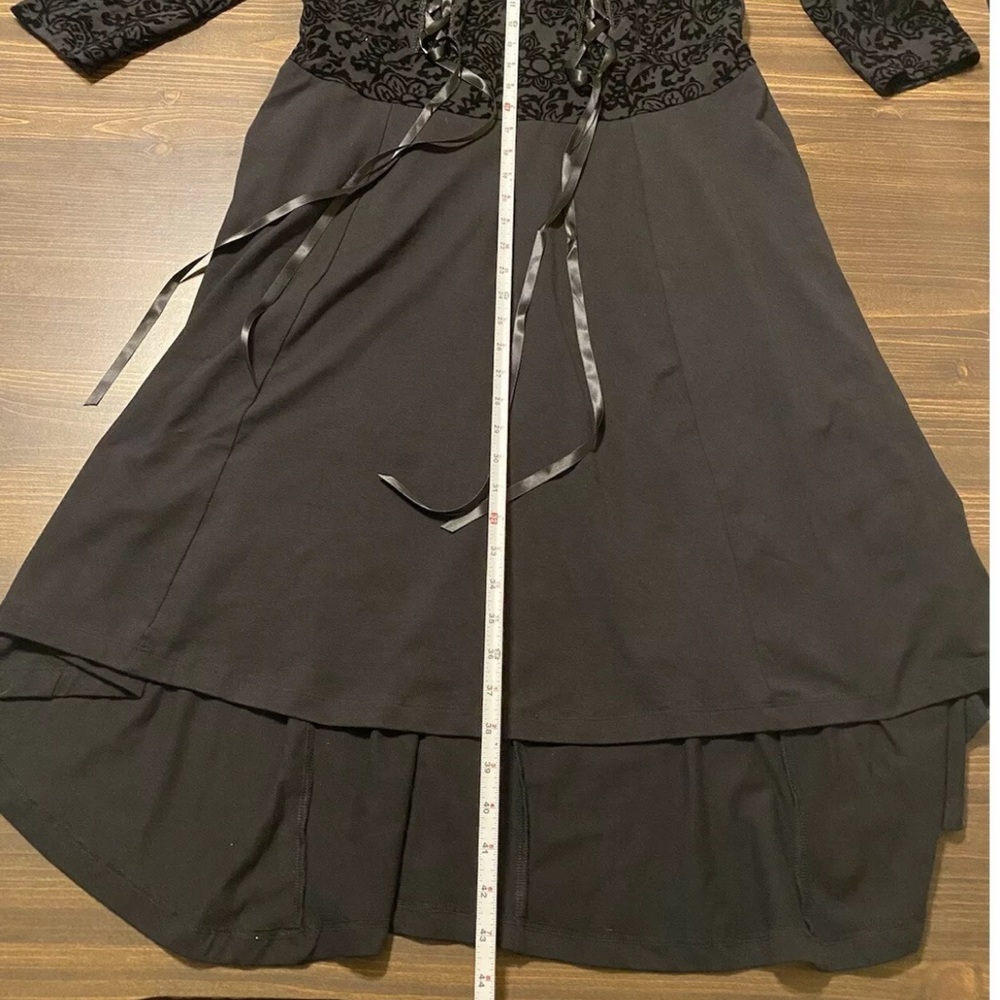 Tripp NYC Dress Mini Corset Size 2X Velvet Black Goth Flowers Daang Goodman - Picture 6 of 7